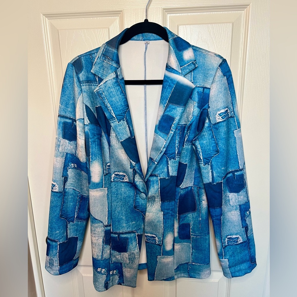 Patchwork Denim Blue Women's Jacket - image 10